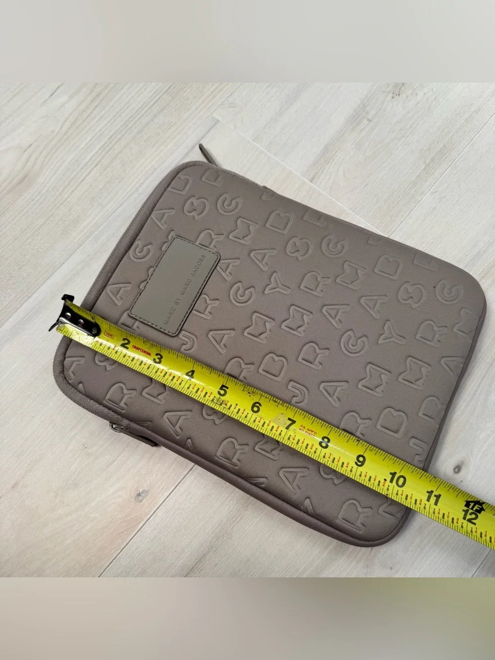Marc by Marc Jacobs Taupe Embossed Logo iPad case with plush inside 10.5” x 8”